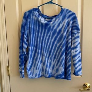For The Republic long sleeved waffle knit crop top, tie dye blue in VGC